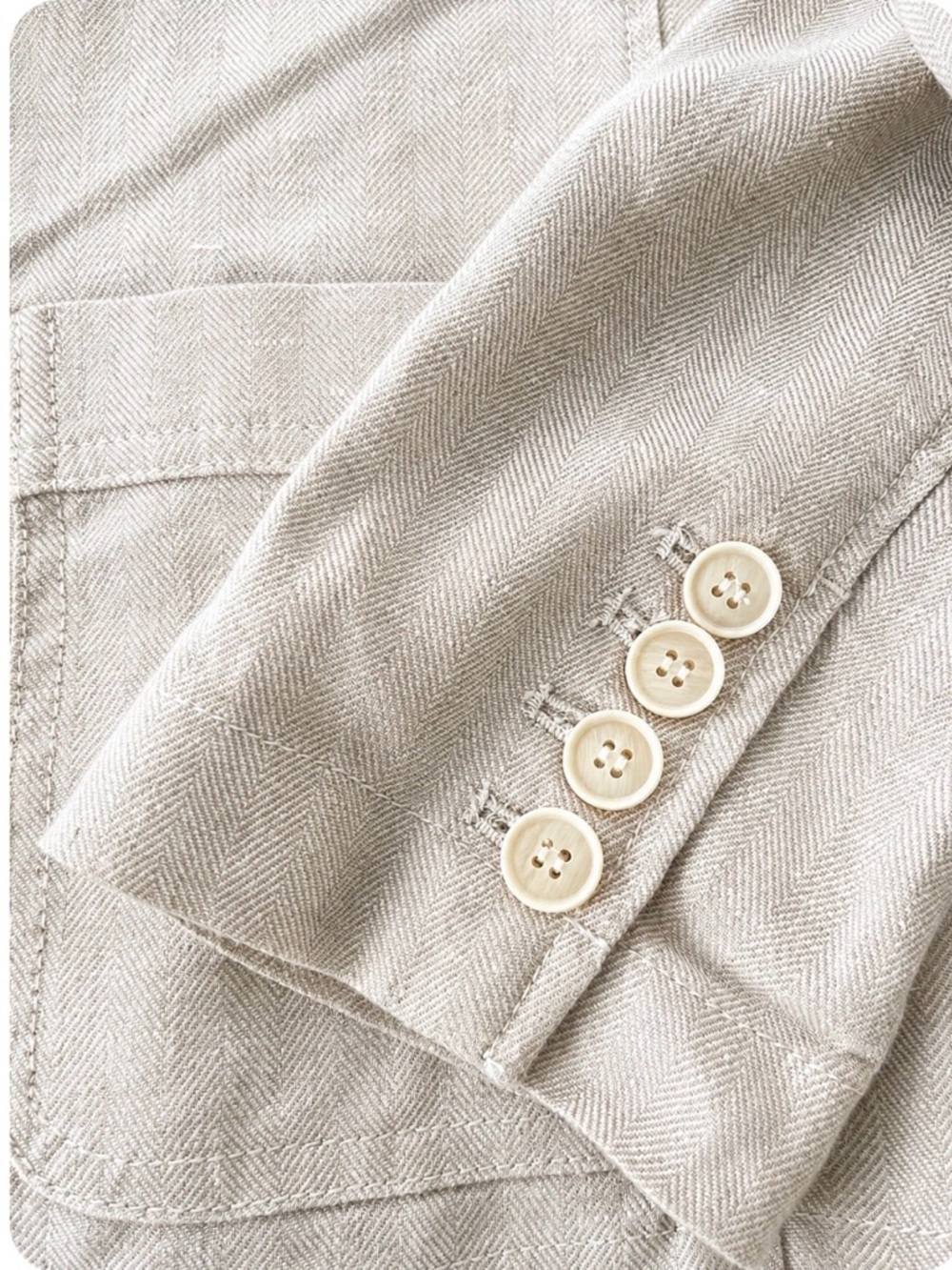 J. McLaughlin Linen Blend Herringbone Blazer Jacket Beige Taupe XS - Picture 7 of 7